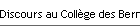 Discours au Coll�ge des Bernardins
